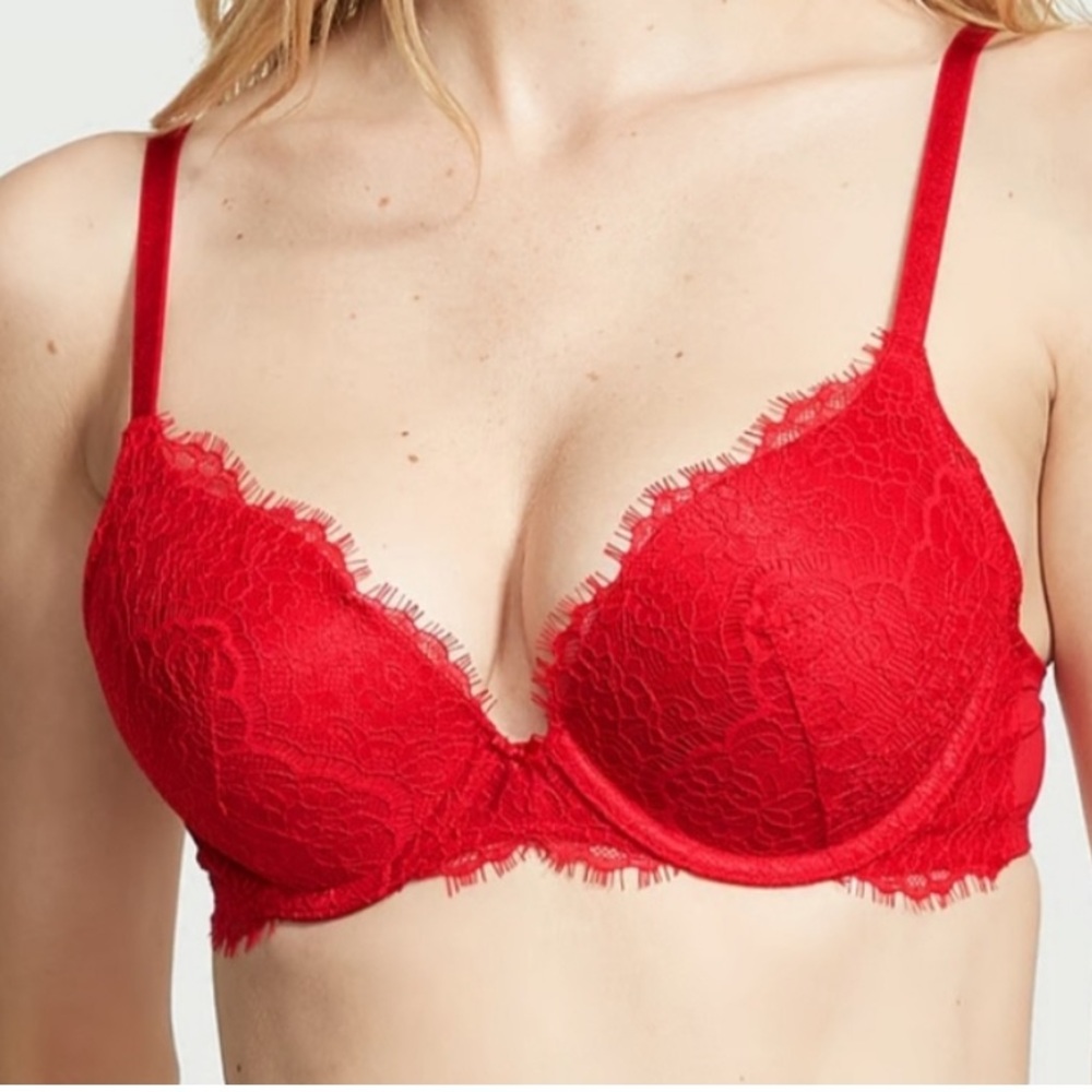 VICTORIA’S SECRET Red Lace Dream Angels Push-Up Bra - Picture 2 of 7